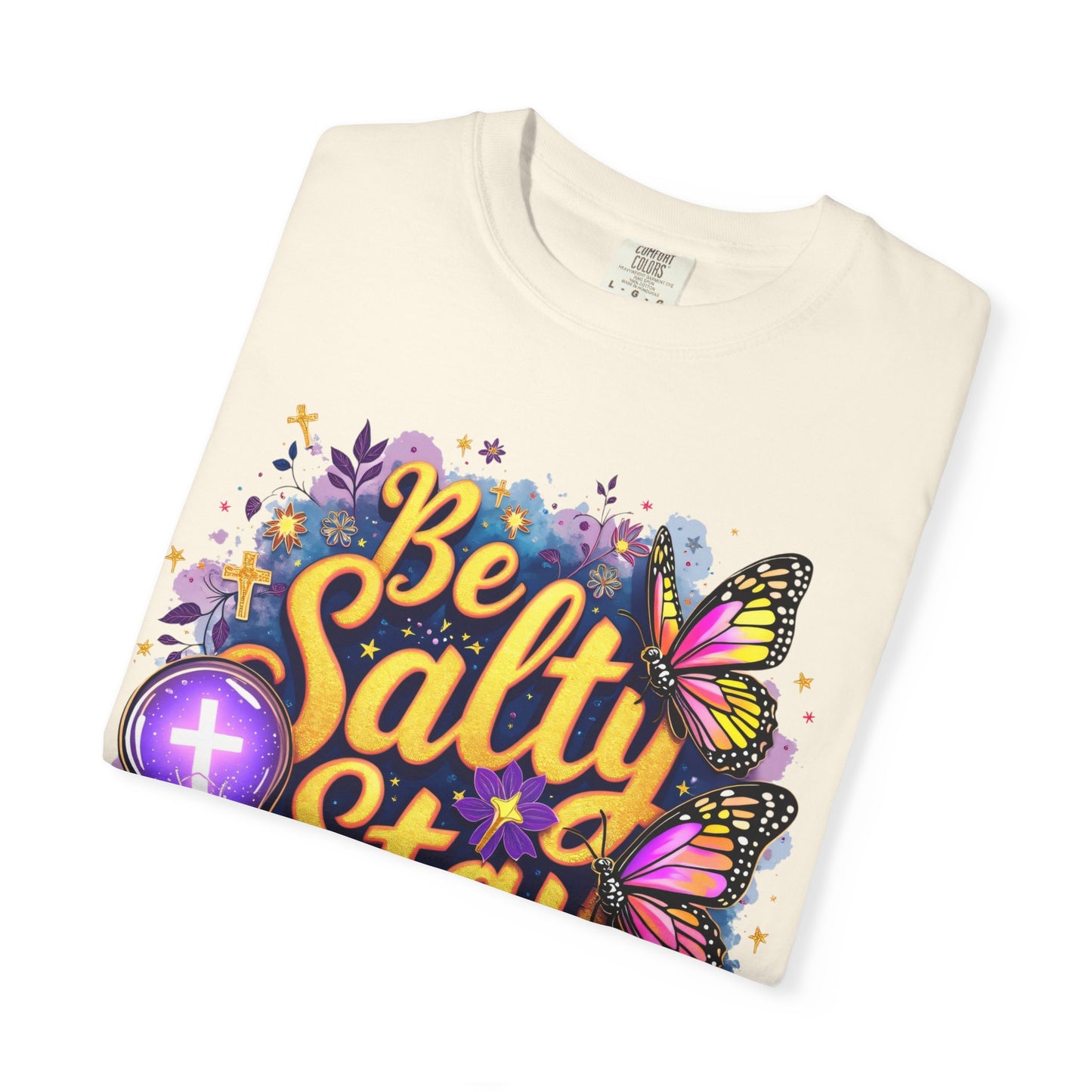 Be Salty Stay Lit T-Shirt — Christian Inspo Floral Butterfly Tee (Matt 5:13-14)