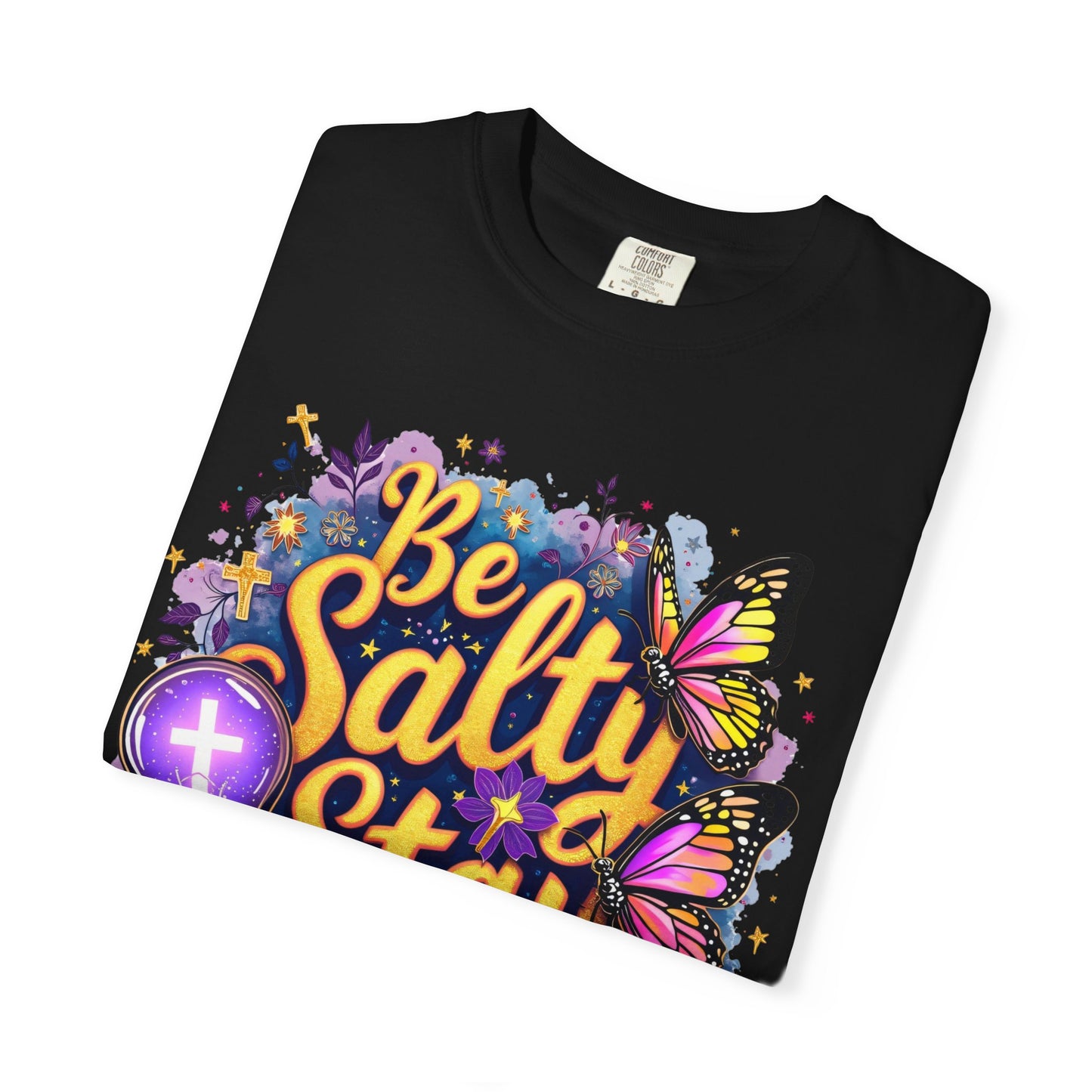 Be Salty Stay Lit T-Shirt — Christian Inspo Floral Butterfly Tee (Matt 5:13-14)