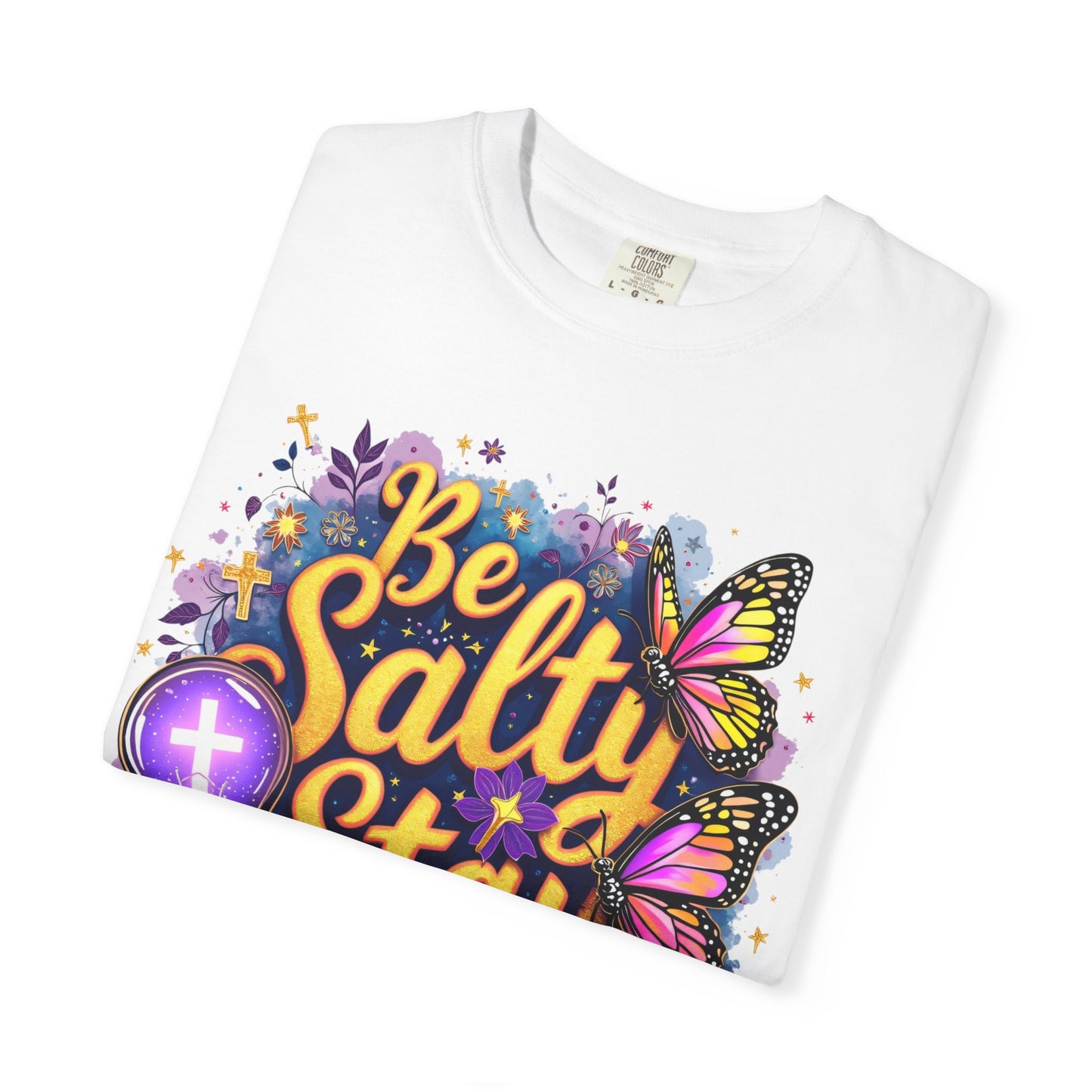 Be Salty Stay Lit T-Shirt — Christian Inspo Floral Butterfly Tee (Matt 5:13-14)